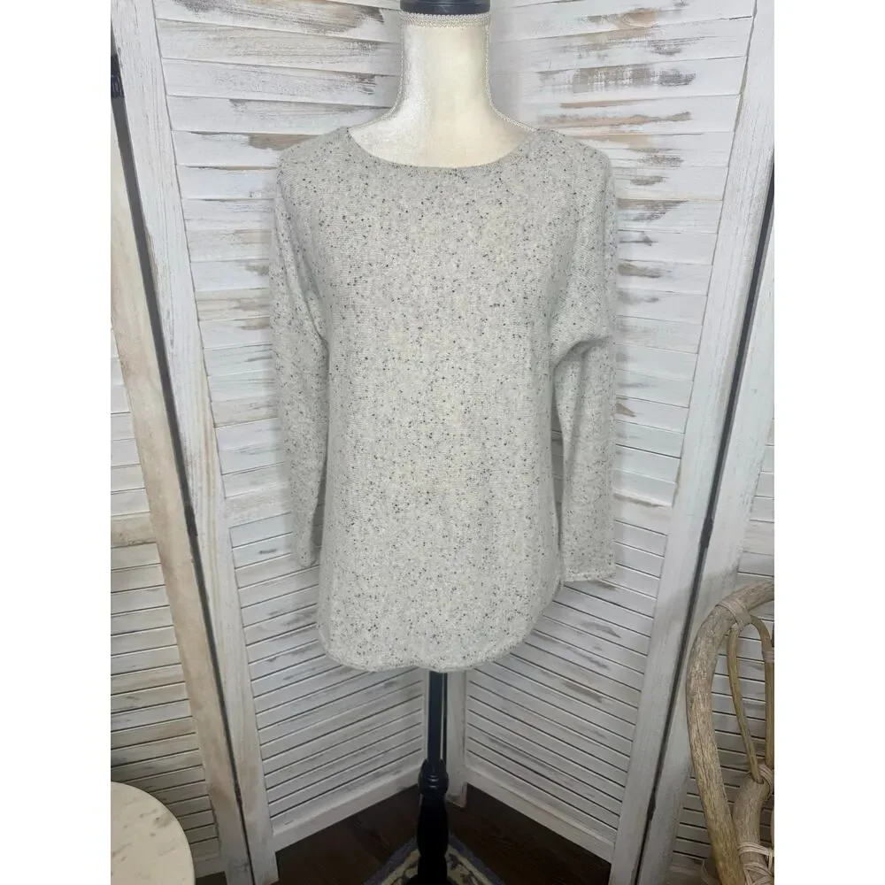 CHARTER CLUB LUXURY CASHMERE Womens M 100% Cashmere Sweater Beige Speckled Black